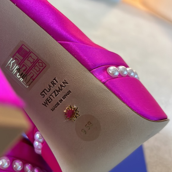 NEW Stuart Weitzman SkyHi satin platform sandals - Picture 13 of 16